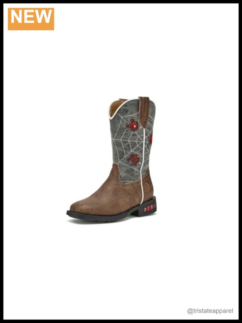 Synthetic Spider Web Pull-On Calf High Boots with Motion Lights